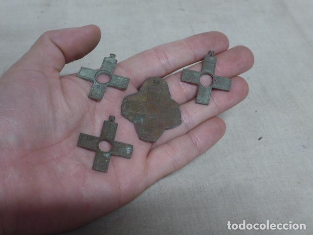 Militaria: Lote de 4 antiguas medallas al merito militar rojo, sin terminar, originales, de Castells.