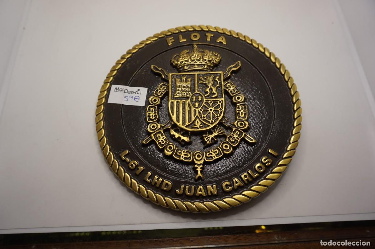Militaria: METOPA MILITAR BRONCE - FLOTA - L-61 LHD JUAN CARLOS I - DIAMETRO 20 CM