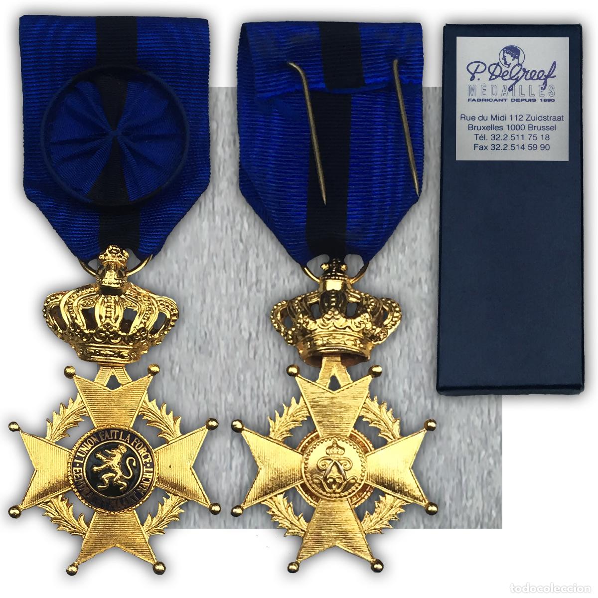 Militaria: BELGIQUE - RARE DE GREEF M&Eacute;DAILLE / ORDRE DOFFICIER LEOPOLD II BILINGUE - ORIGINAL