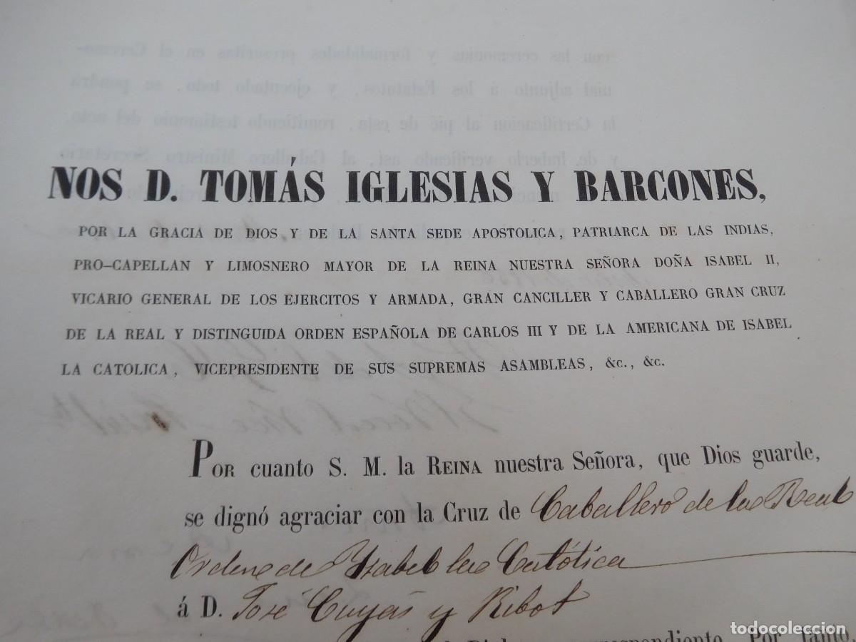 Militaria: Concesi&oacute;n de cruz de caballero de la real orden de Isabel la cat&oacute;lica a&ntilde;o 1856