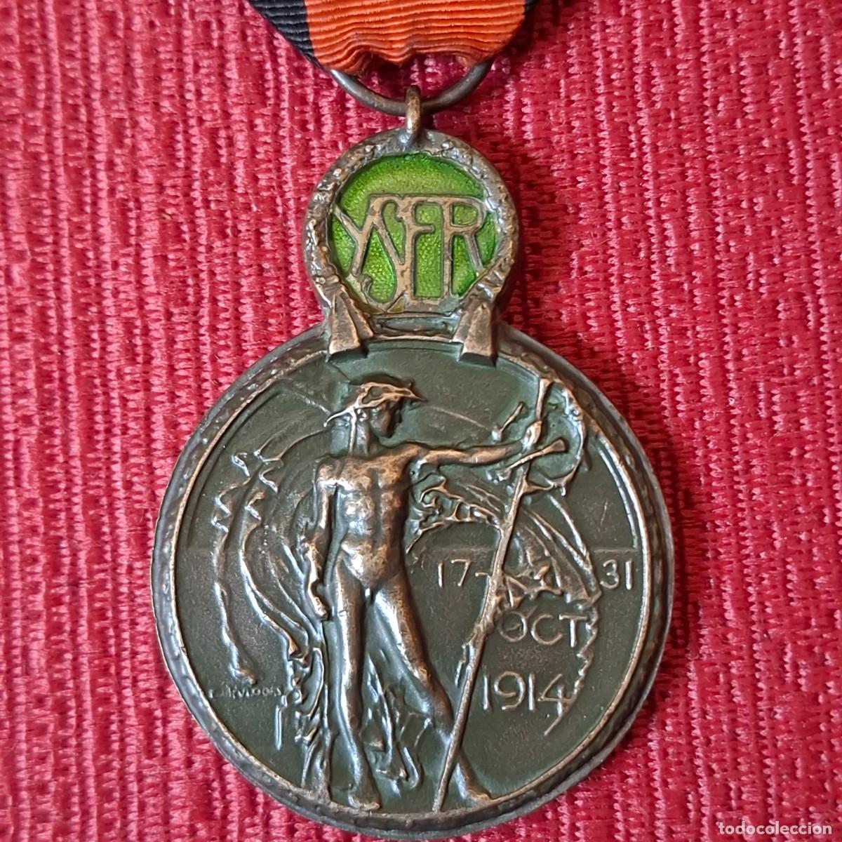 Militaria: B&eacute;lgica: Medalla de la Batalla de Yser (1914). Primera Guerra Mundial