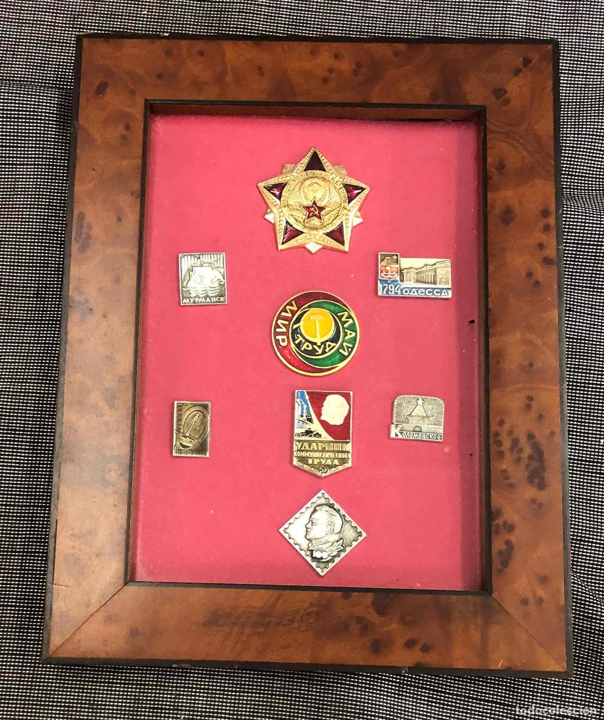 Militaria: LOTE DE INSIGNIAS SOVIETICAS MODERNAS ENMARCADAS