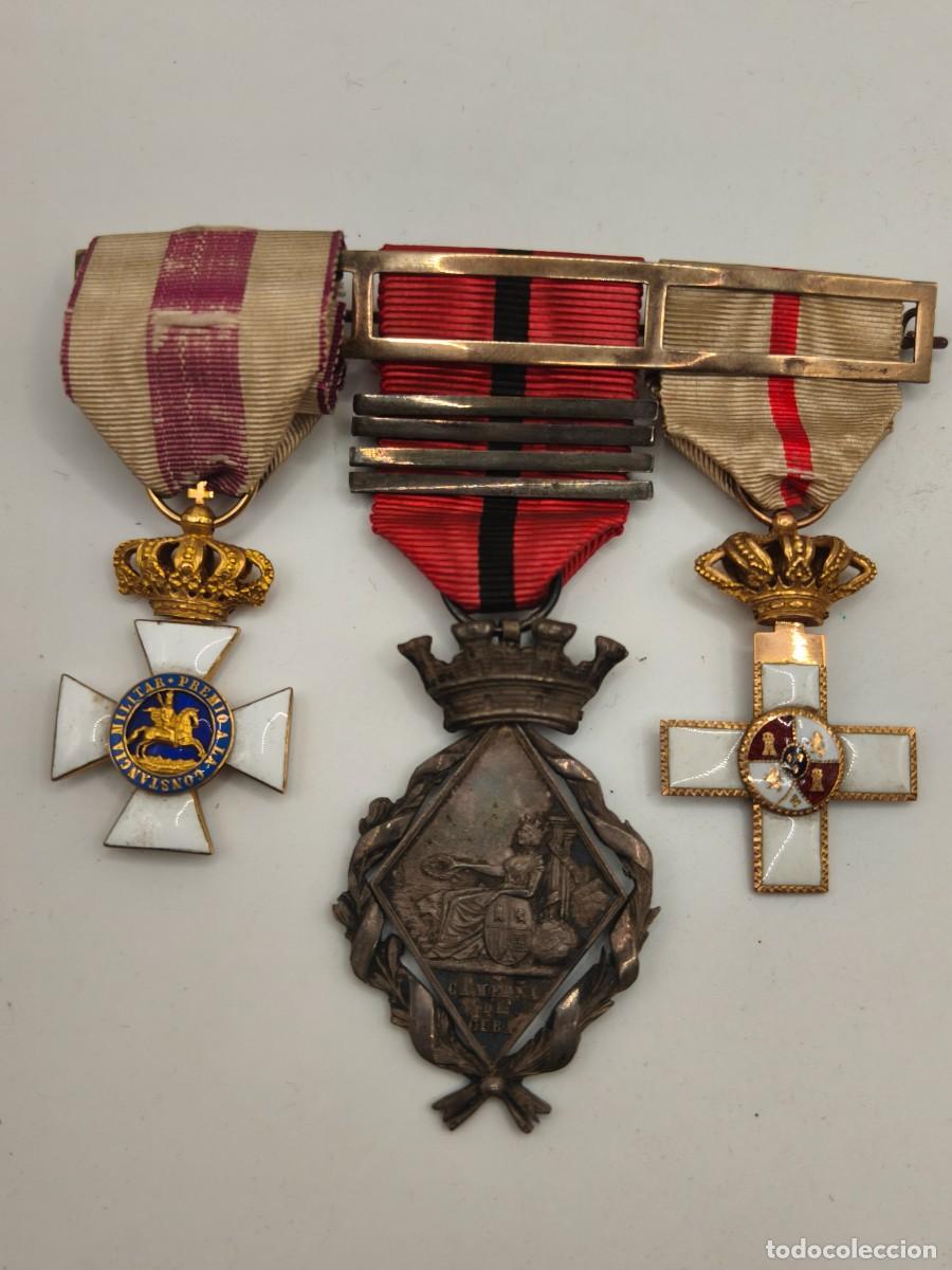 Militaria: Pasador Medallas Guerra de Cuba I Rep&uacute;blica. M&eacute;rito militar en oro