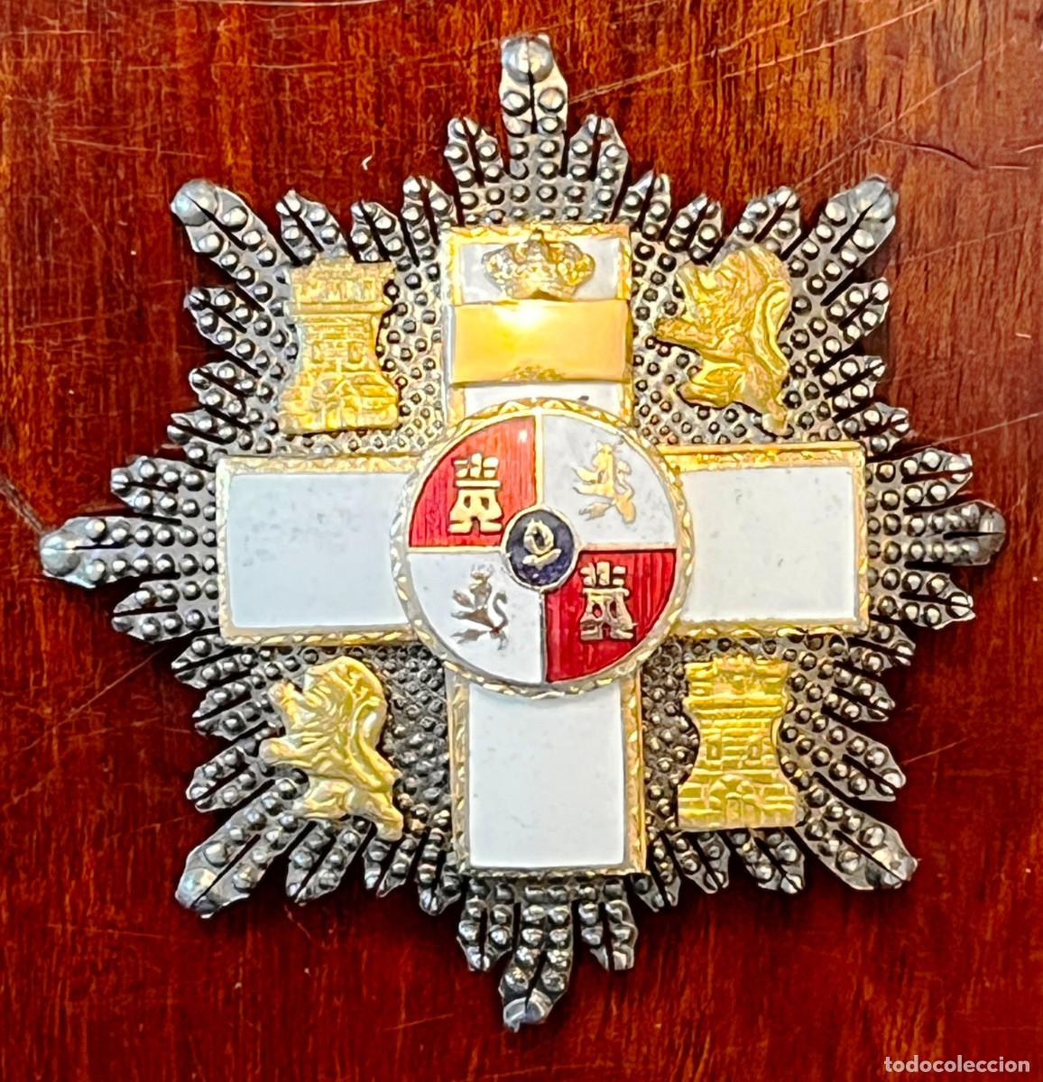 Militaria: Placa Gran Cruz m&eacute;rito militar distintivo blanco en metal y esmalte &eacute;poca Juan Carlos I. Medidas 6.5