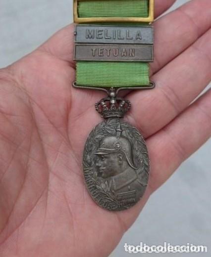 Militaria: MEDALLA MARRUECOS PASADOR MELILLA Y TETUAN CORONA MOVIL GUERRA DE AFRICA - FCA MEDINA DE PLATA