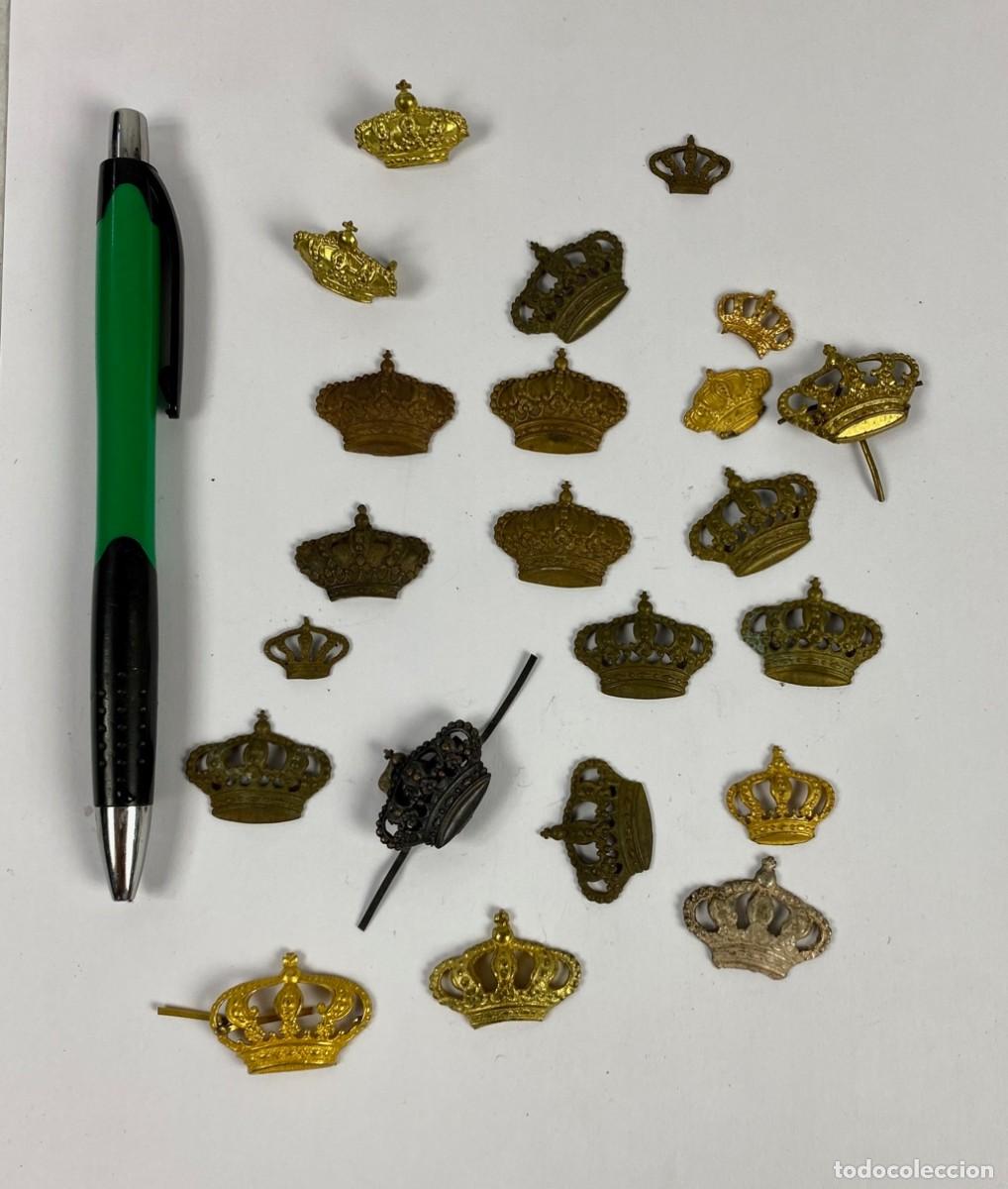 Militaria: CORONA REAL lote de 22 unidades parte de antigua condecoraci&oacute;n CASTELLS