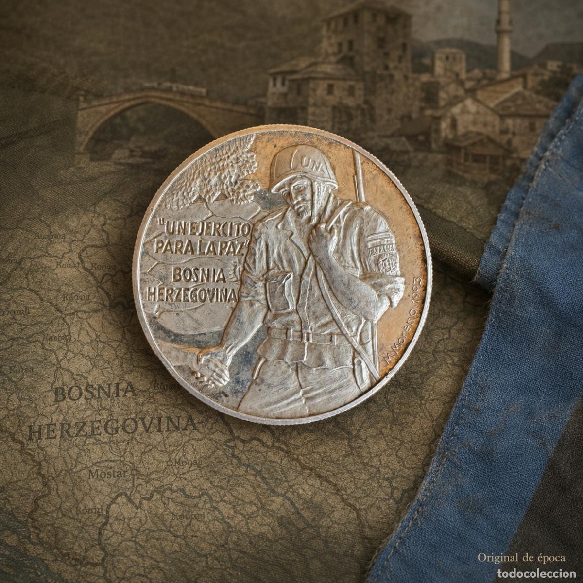 Militaria: (MEDN-260901)Medalla Cascos Azules Espa&ntilde;oles en Bosnia-Herzegovina &ndash; Mostar 1993 - PLATA FINA 999