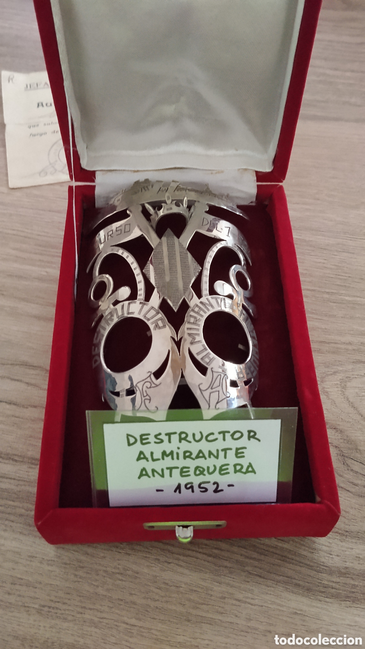 Militaria: Placa conmemorativa de la armada destructor almirante Antequera 1952.marina de guerra.guerra civil
