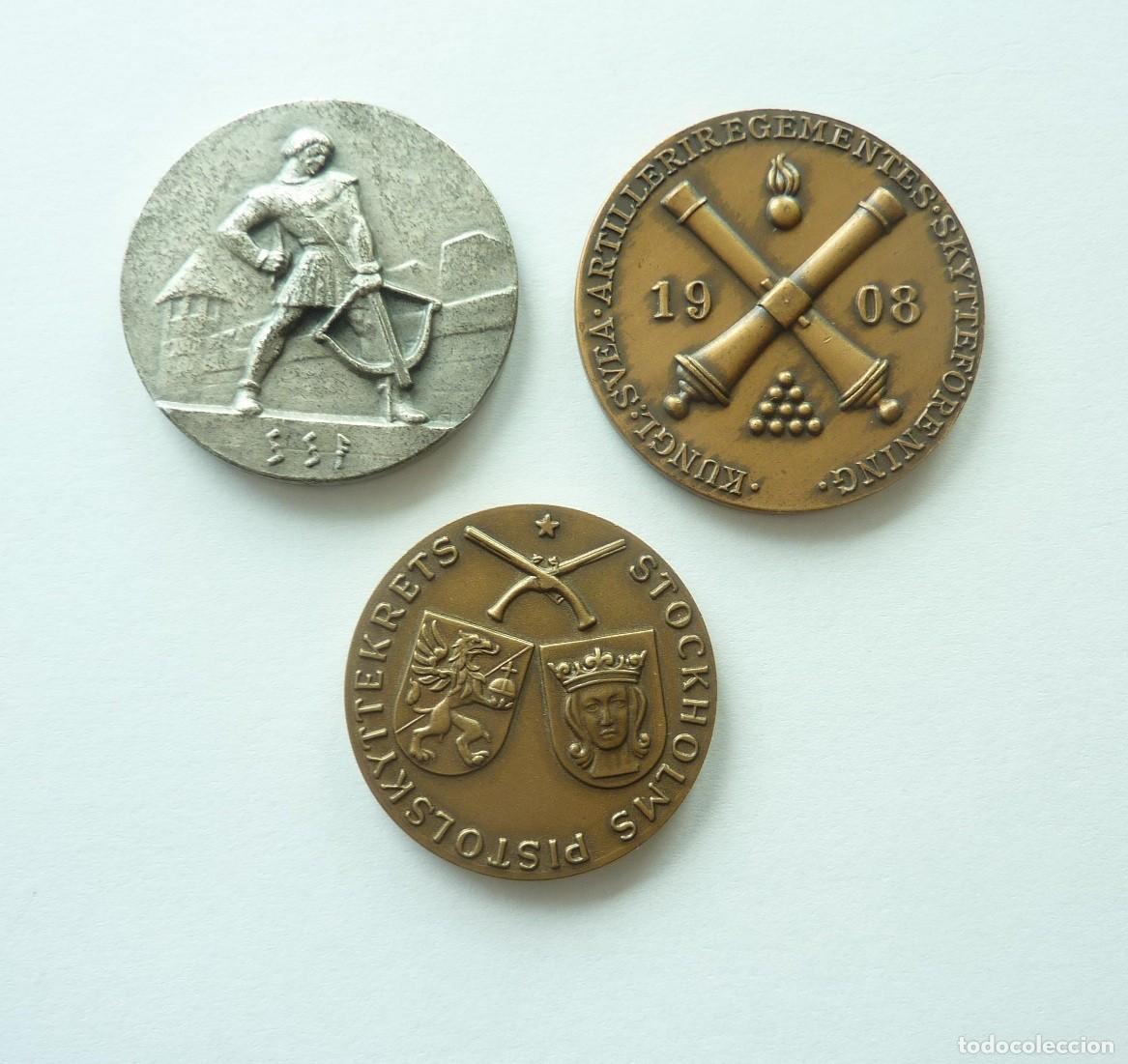 Militaria: Suecia: Lote de 3 medallas suecas de competiciones de tiro deportivo.