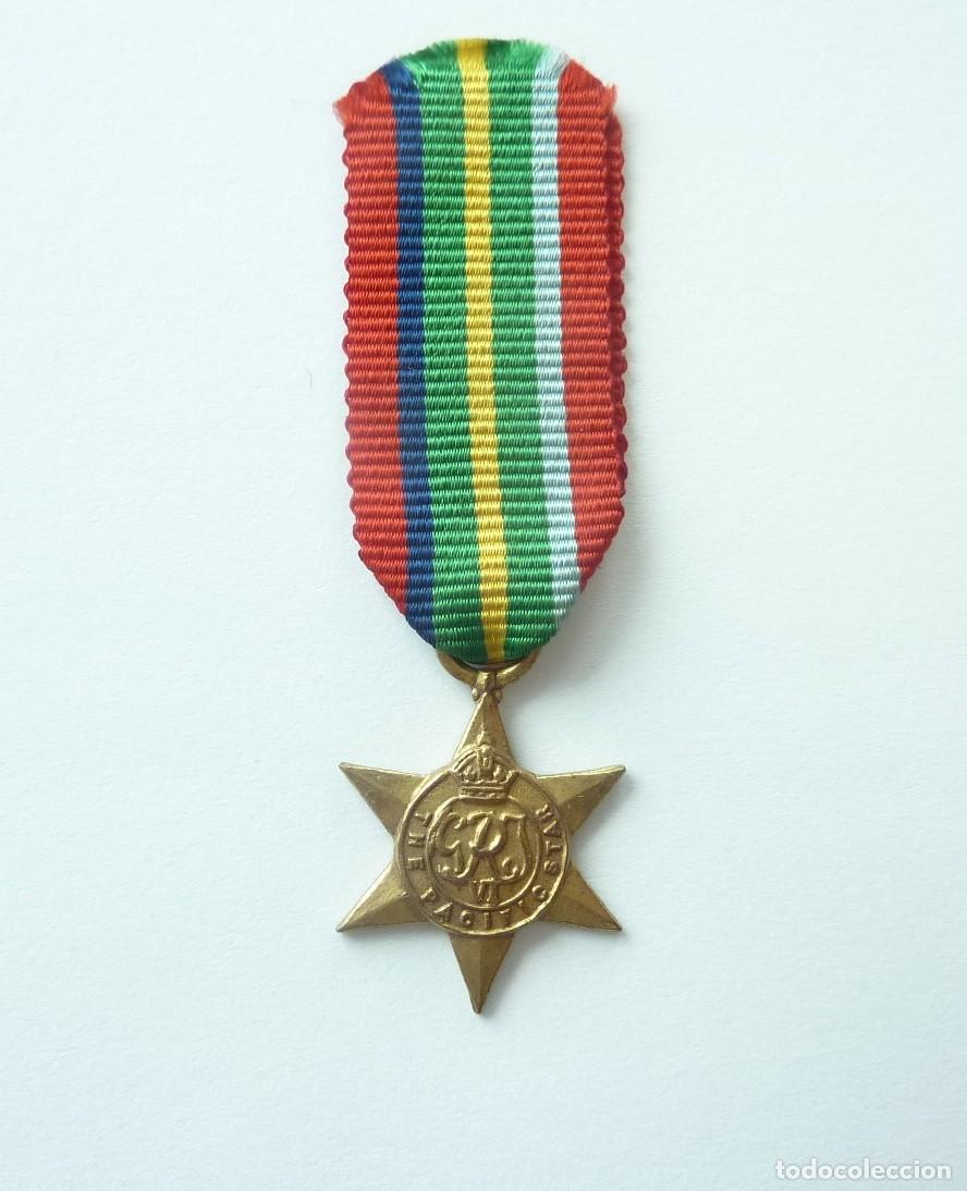 Military Antiques: Reino Unido: miniatura medalla de la Estrella del Pac&iacute;fico. Pacific Star. Segunda Guerra Mundial.