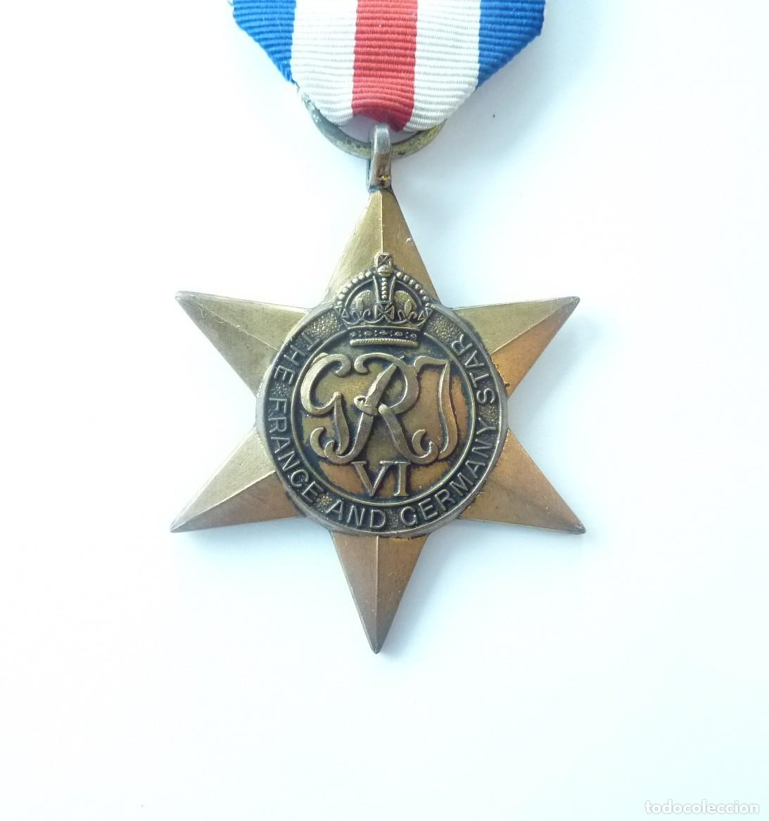 Militaria: Reino Unido: Medalla estrella de Francia y Alemania. Segunda Guerra Mundial