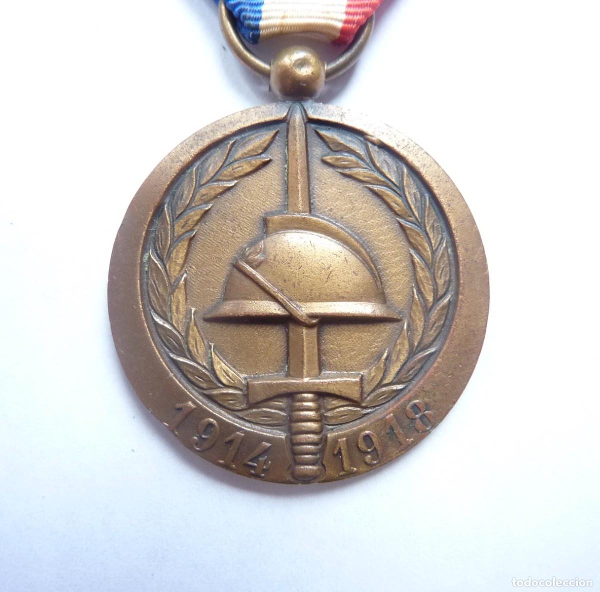 Militaria: Francia: Medalla veterano de la Primera Guerra Mundial. Uni&oacute;n Nacional de Combatientes. 1914 1918