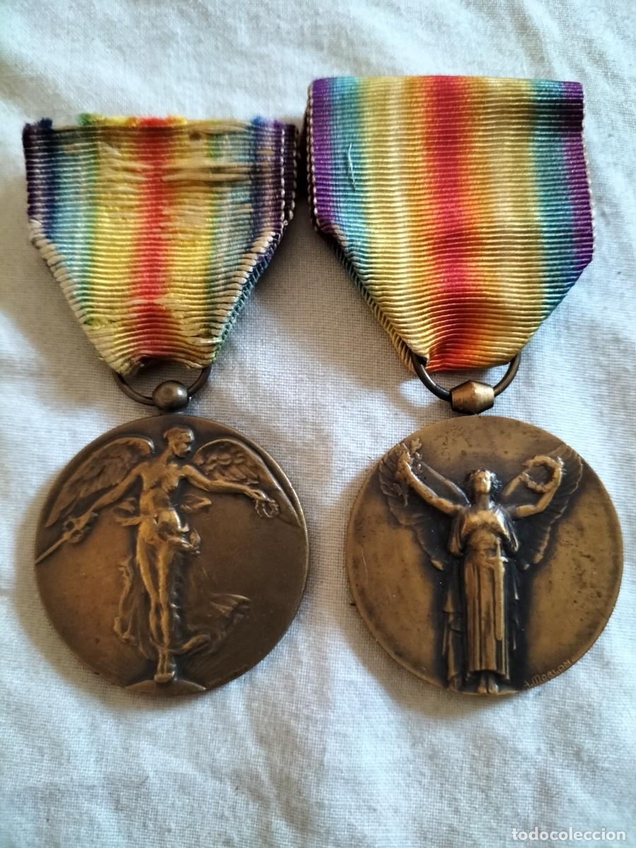 Militaria: Medallas interaliadas de la victoria en la 1&deg; Guerra Mundial ( emitidas por B&eacute;lgica y Francia)