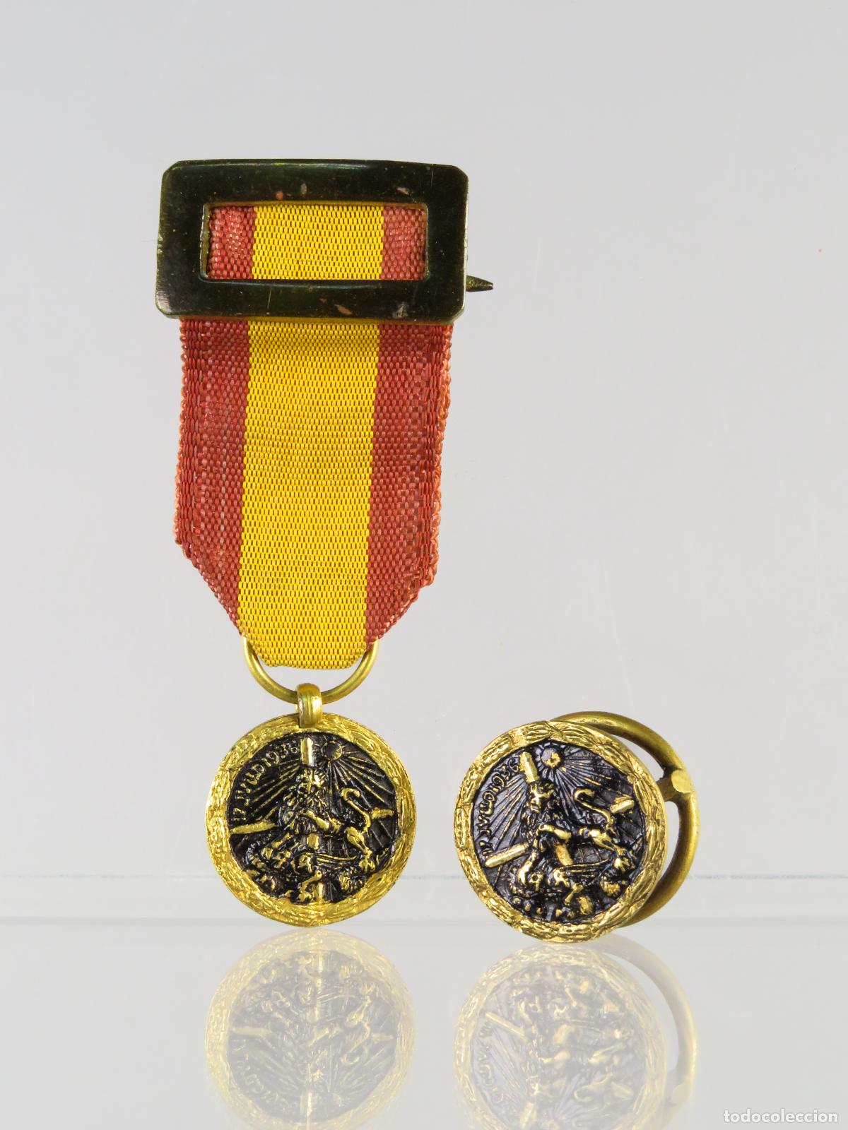 Militaria: Miniatura Medalla y pin solapa Campa&ntilde;a Guerra Civil 17 julio 1936 con cinta pasador