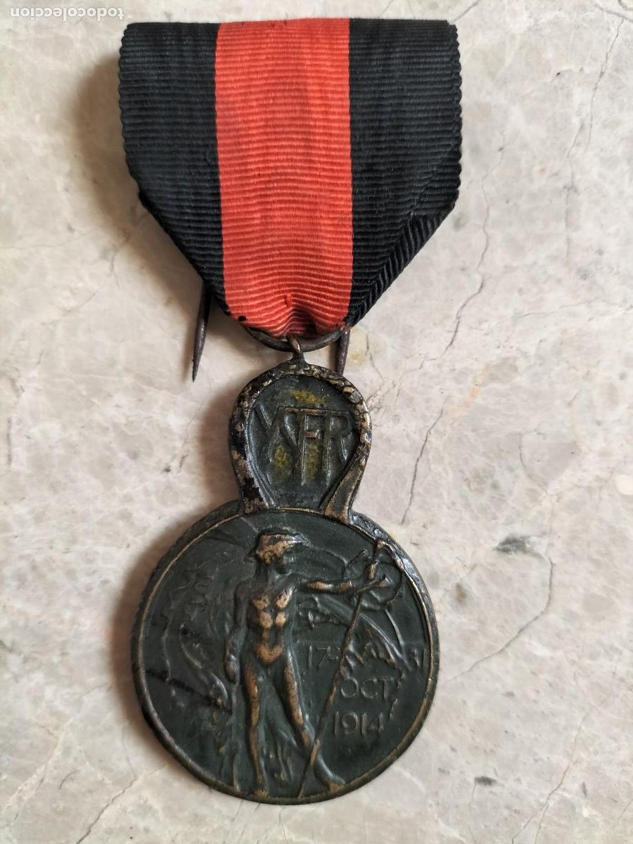 Militaria: B&eacute;lgica: Medalla de la Batalla de Yser (1914). Primera Guerra Mundial
