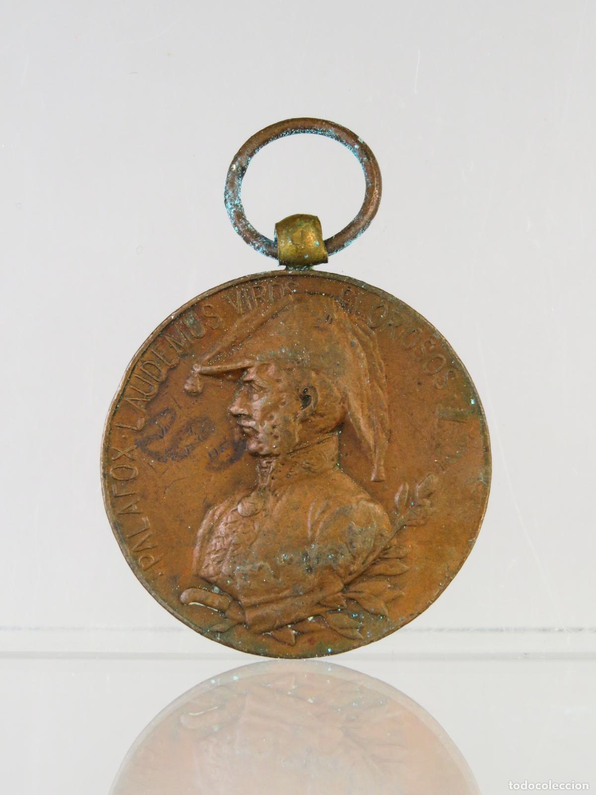 Militaria: Medalla bronce Palafox Centenario Sitios Zaragoza 1808 - 1908
