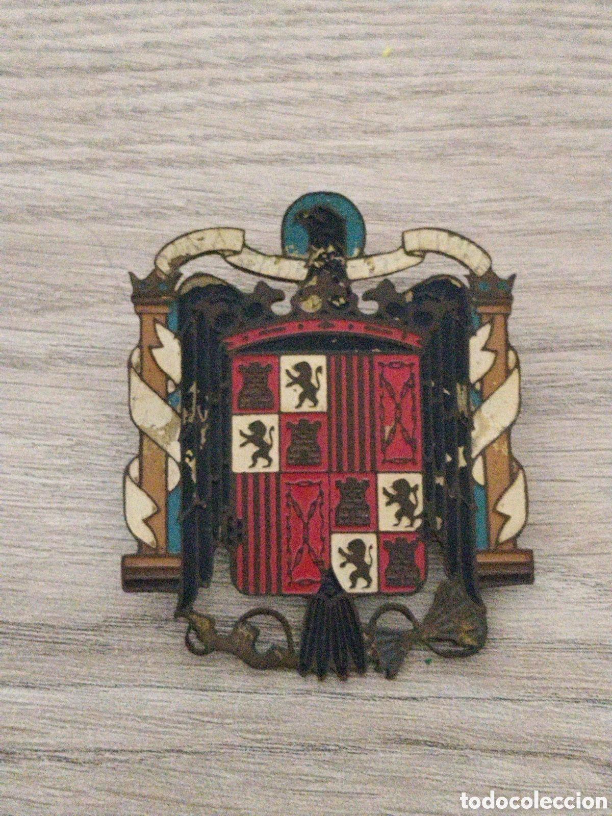 Militaria: Placa de coche &aacute;guila de san juan.bandera nacional.falange.franco.requete.militar.patriotico.