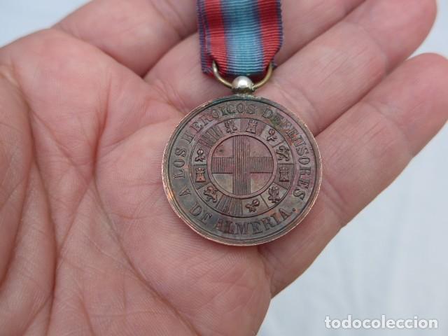 Militaria: ANTIGUA MEDALLA DEFENSORES DE ALMERIA 1873 - DOBLE CARA ALINEADAS - ORIGINAL DE CASTELLS