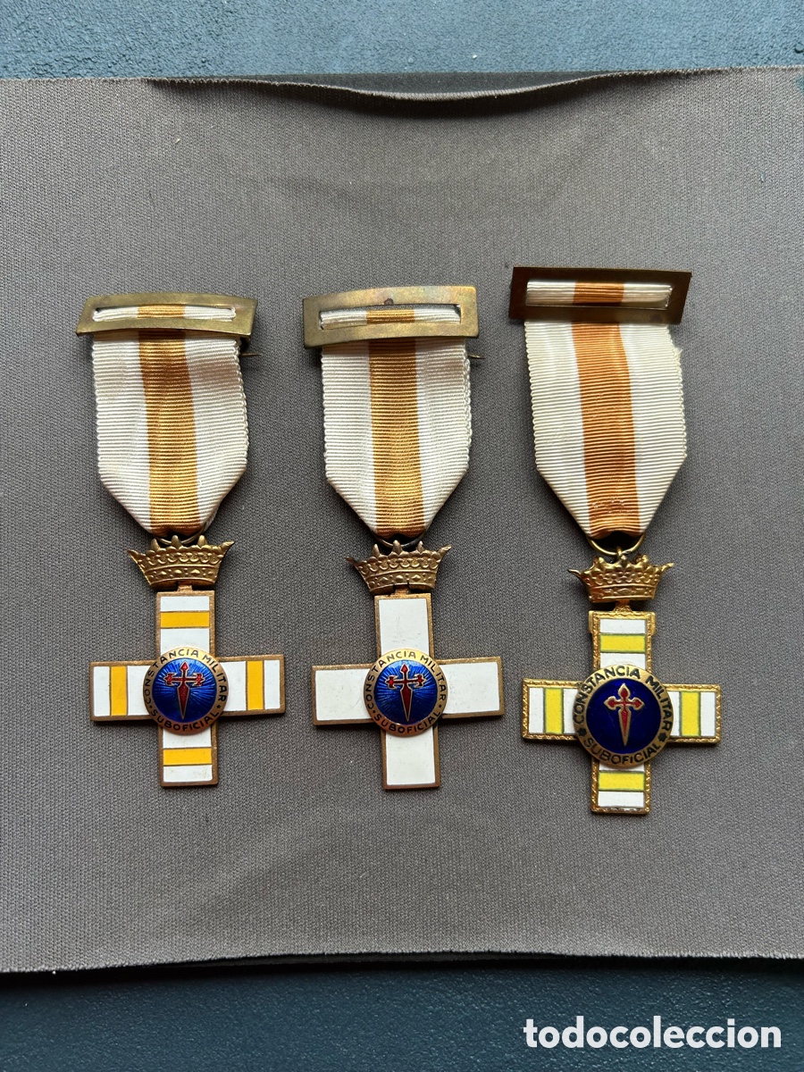 Militaria: Lote 3 medallas constancia suboficial &eacute;poca franco