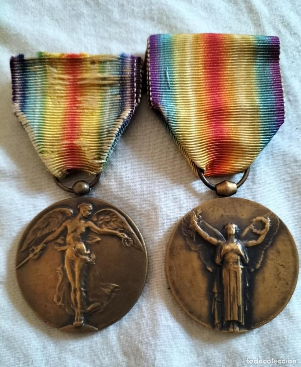Militaria: Medallas interaliadas de la victoria en la 1&deg; Guerra Mundial ( emitidas por B&eacute;lgica y Francia)