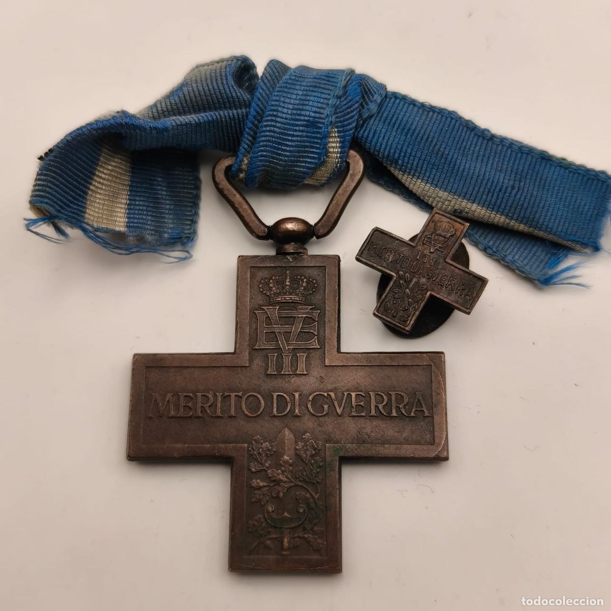 Militaria: Cruz Italia de m&eacute;rito militar y miniatura concedido en guerra civil espa&ntilde;ola