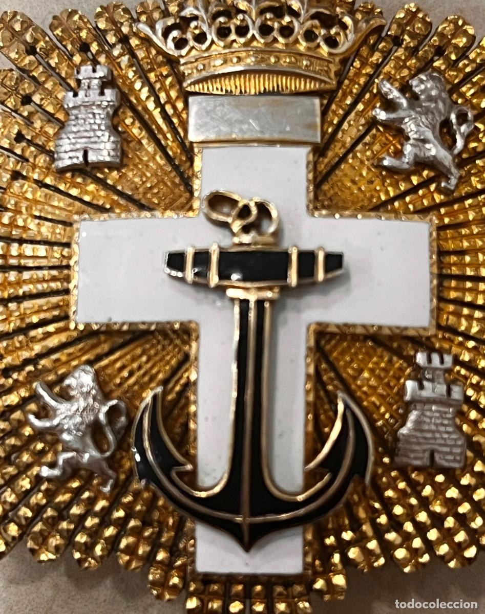 Militaria: Placa Orden Merito Naval distintivo Blanco, realizada en plata y esmaltes, epoca de Franco, mide 6,3