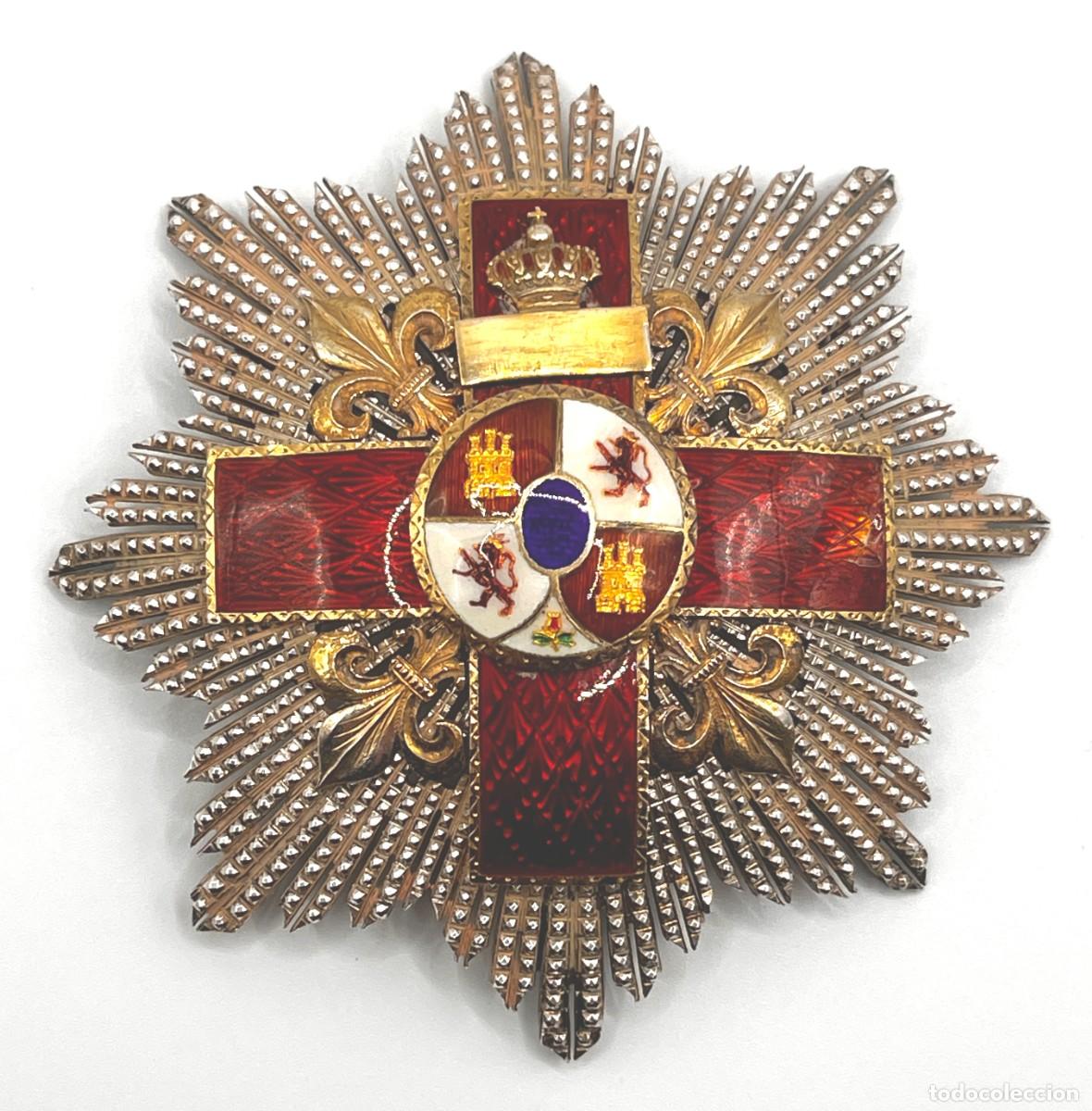 Militaria: Placa de condecoraci&oacute;n de la Orden al M&eacute;rito Militar Distintivo Rojo &eacute;poca Alfonso XIII, realizada e