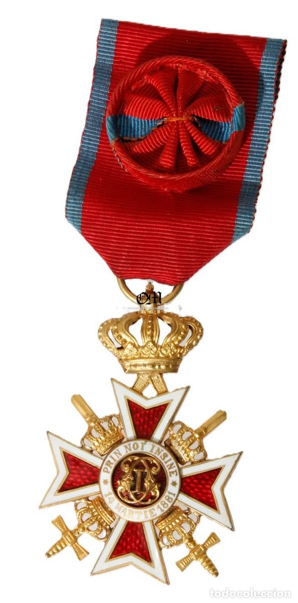 Militaria: Orden de la Corona Rumana, Cruz de Oficial, Militar, tipo 2, con Espadas 1932-1944