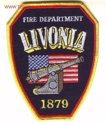 Military Antiques: Parche bomberos U.S.A., LIVONIA.