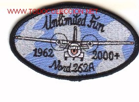 Militaria: Parche bordado aviaci&oacute;n. Nord-262-A. Badge, insignia militar, aviation, aircraft.