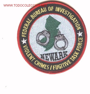 Military Antiques: Parche bordado del FBI. NEWARK.