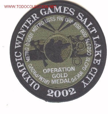 Military Antiques: Parche bordado del FBI. Olimpics 2002 Salt Lake.