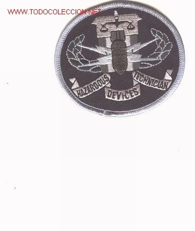 Militaria: Parche bordado unidad especialistas en explosivos, artificieros , de USA.