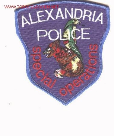 Military Antiques: Parche bordado policia, USA. ALEXANDRIA.