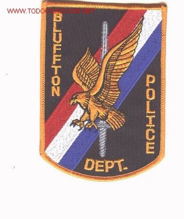 Military Antiques: Parche bordado policia, USA. BLUFFTON.