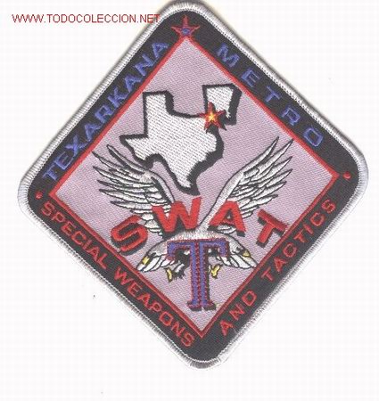 Military Antiques: Parche bordado policia, USA. SWAT, TEXARCANA.