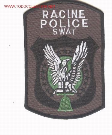 Military Antiques: Parche bordado policia, USA. SWAT, RACINE.