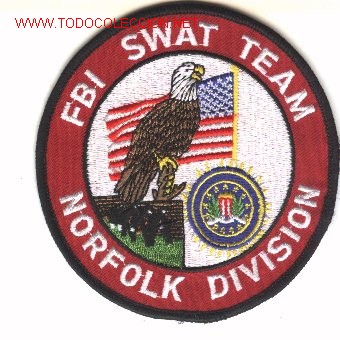 Military Antiques: Parche de tela estadounidense, del FBI. NORFOLK.