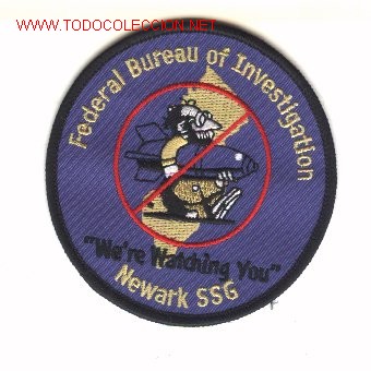 Military Antiques: Parche de tela estadounidense, del FBI. NEWARK.