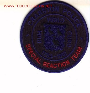 Military Antiques: Parche bordado de unidad especial de policia, USA.  CRANSTON.