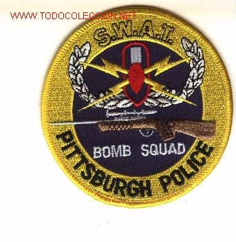 Military Antiques: Parche bordado de unidad especial de policia, USA.  PITTSBURG. Artificieros.