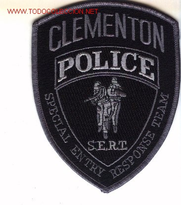 Military Antiques: Parche bordado de unidad especial de policia, USA.  CLEMENTON.