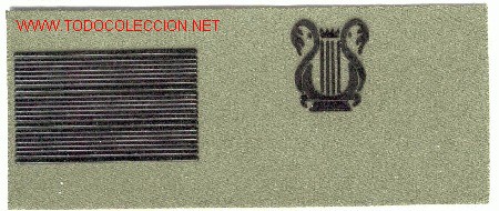 Militaria: PARCHE EMBLEMA TIRA DE PECHO VERDE SARGENTO M&Uacute;SICA.