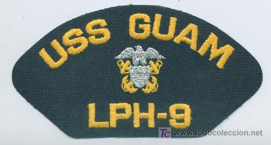 Militaria: US Navy. Insignia de gorra. USS GUAM LPH-9