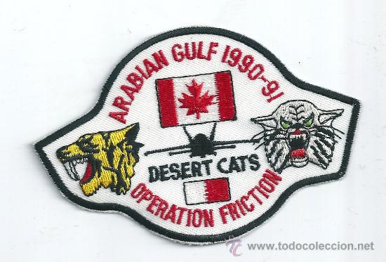 Militaria: Canad&aacute;. Insignia de tela. Canadian Air Force. Desert Cats. Arabian Gulf 1990-91.