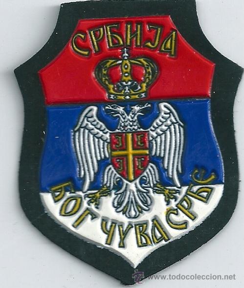 Militaria: Guerra de los Balcanes. Insignia de tela de la Rep&uacute;blica Srpska. Pl&aacute;stico.