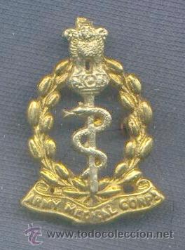 Militaria: India.  Insignia de boina del Ej&eacute;rcito Indio. Indian Army Medical Corps.