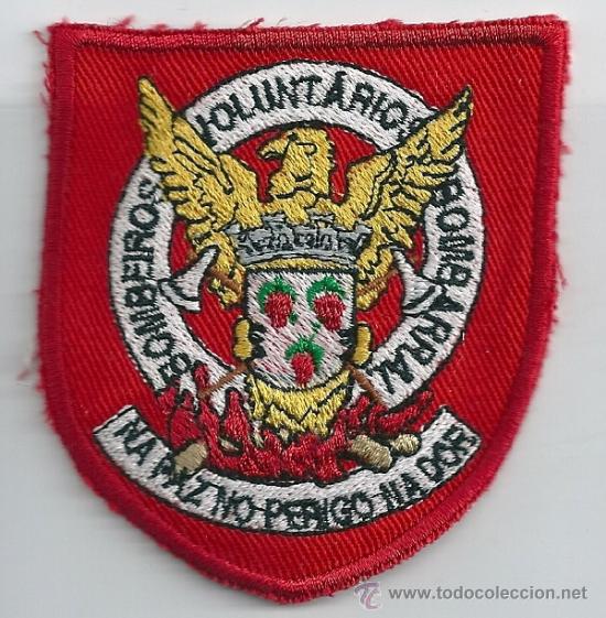 Military Antiques: Portugal. Insignia de tela de los Bomberos Voluntarios. Bombarral.