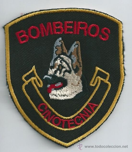 Military Antiques: Portugal. Insignia de tela de Bomberos. Cinotecnia. Unidad canina.