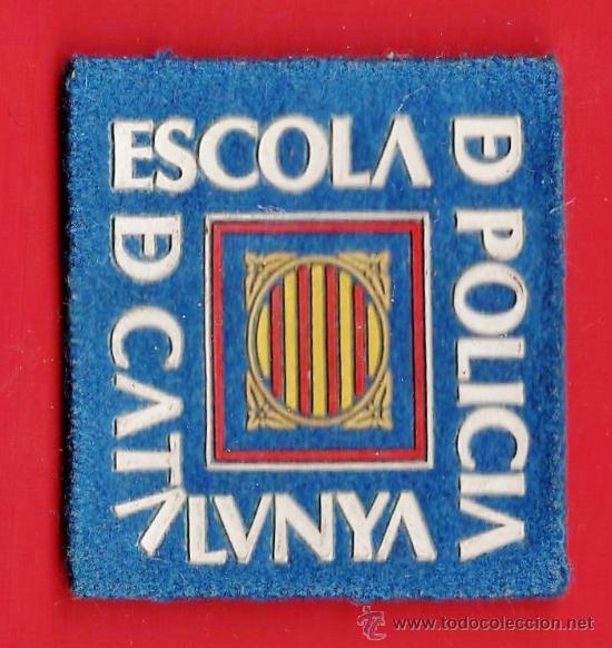 Militaria: parche - escola de policia de catalunya - tela / goma - azul oscuro